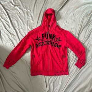 Red Y2K Punk Zip Up Jacket